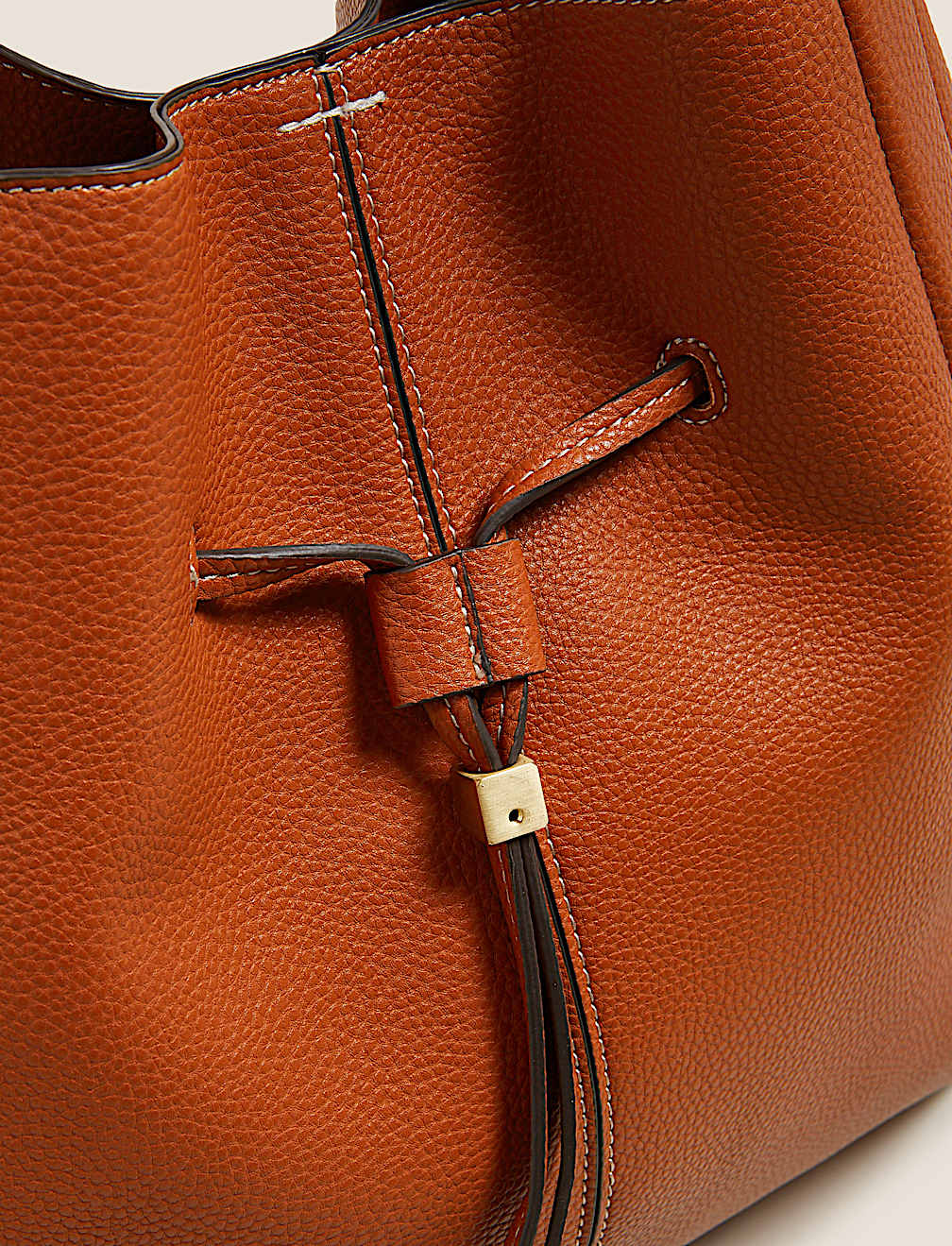 Faux Leather Drawstring Tote Bag