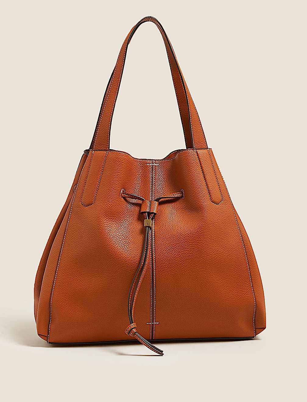 Faux Leather Drawstring Tote Bag