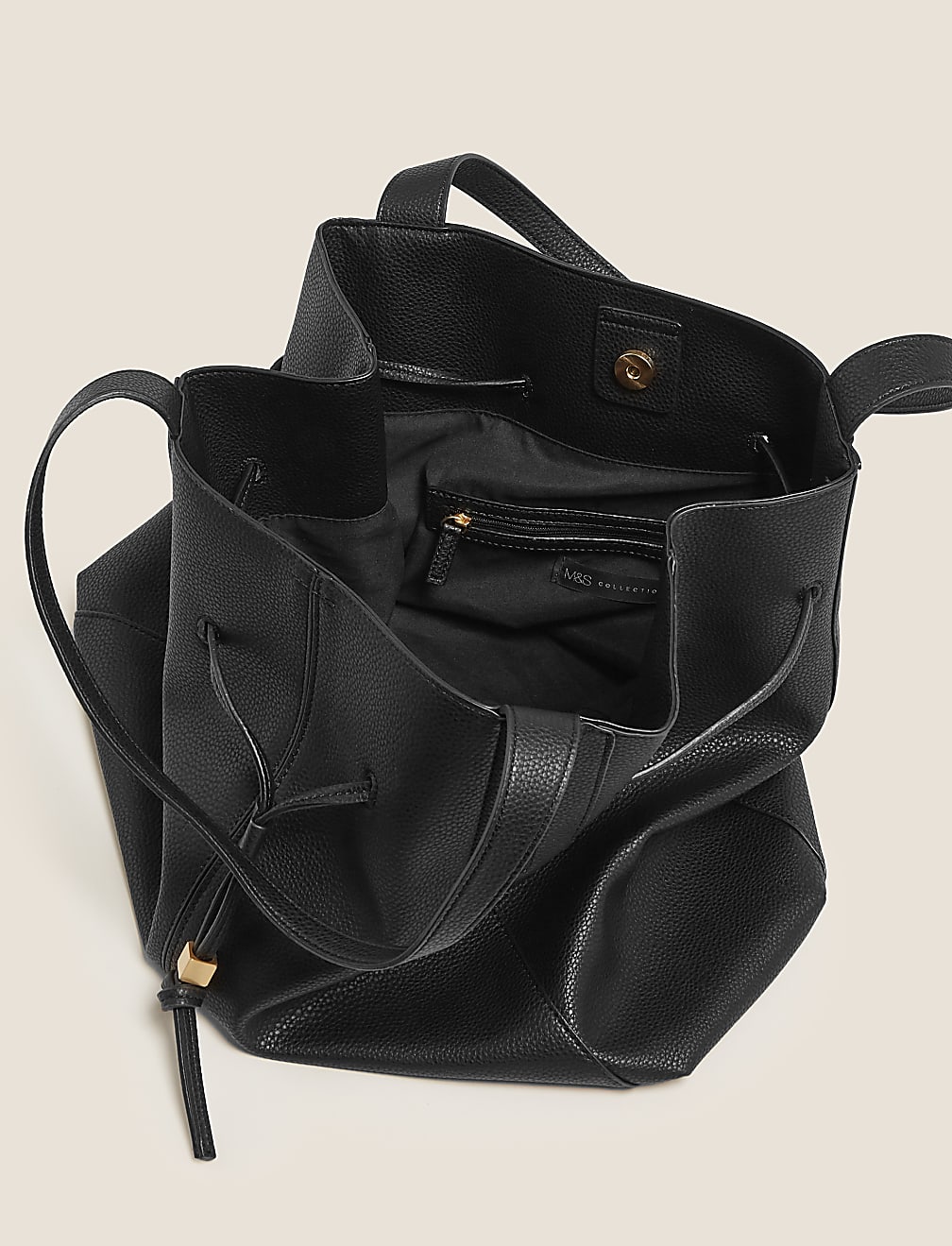 Faux Leather Drawstring Tote Bag