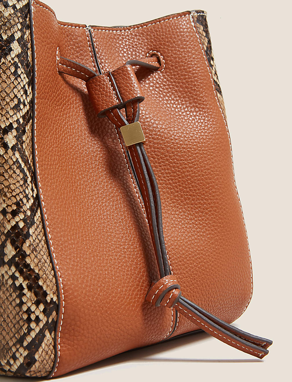 Faux Leather Drawstring Cross Body Bag