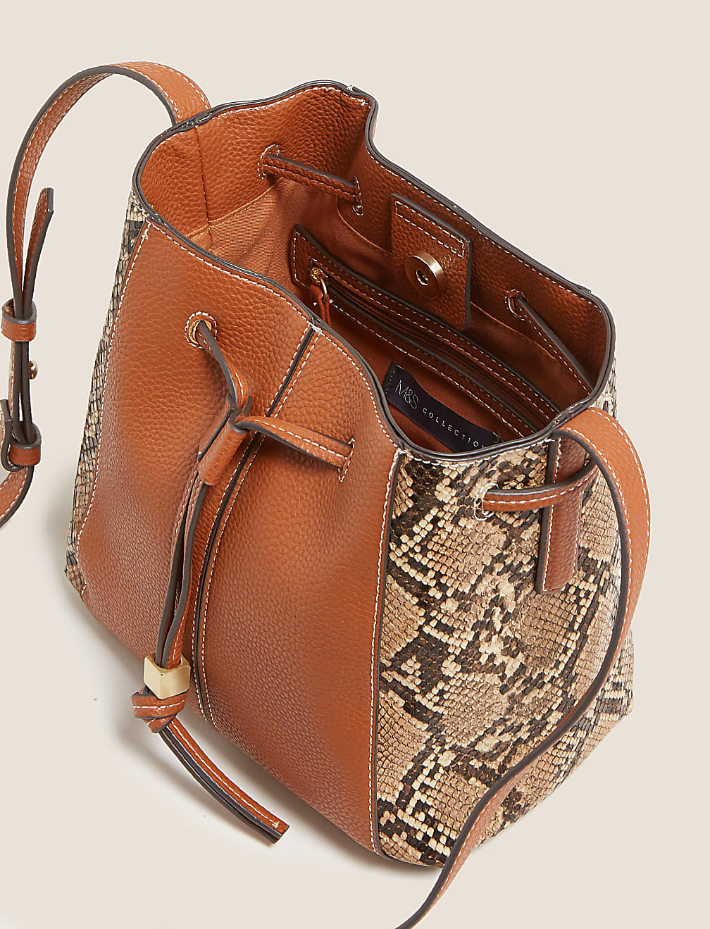 Faux Leather Drawstring Cross Body Bag