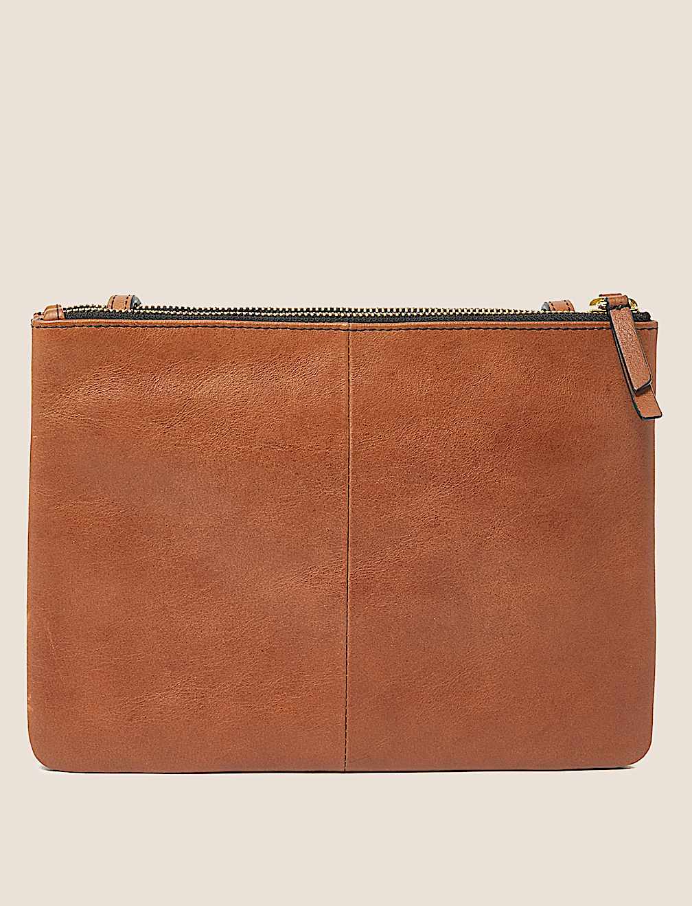 Leather Double Zip Cross Body Bag