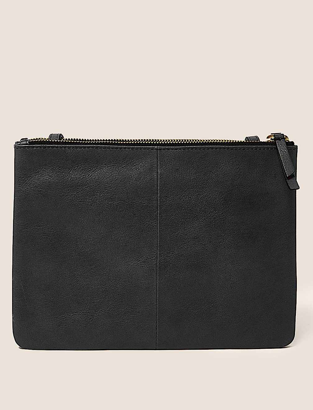 Leather Double Zip Cross Body Bag