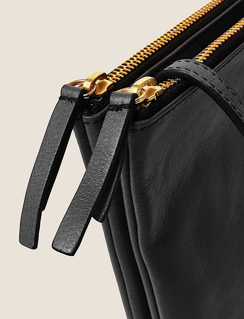 Leather Double Zip Cross Body Bag