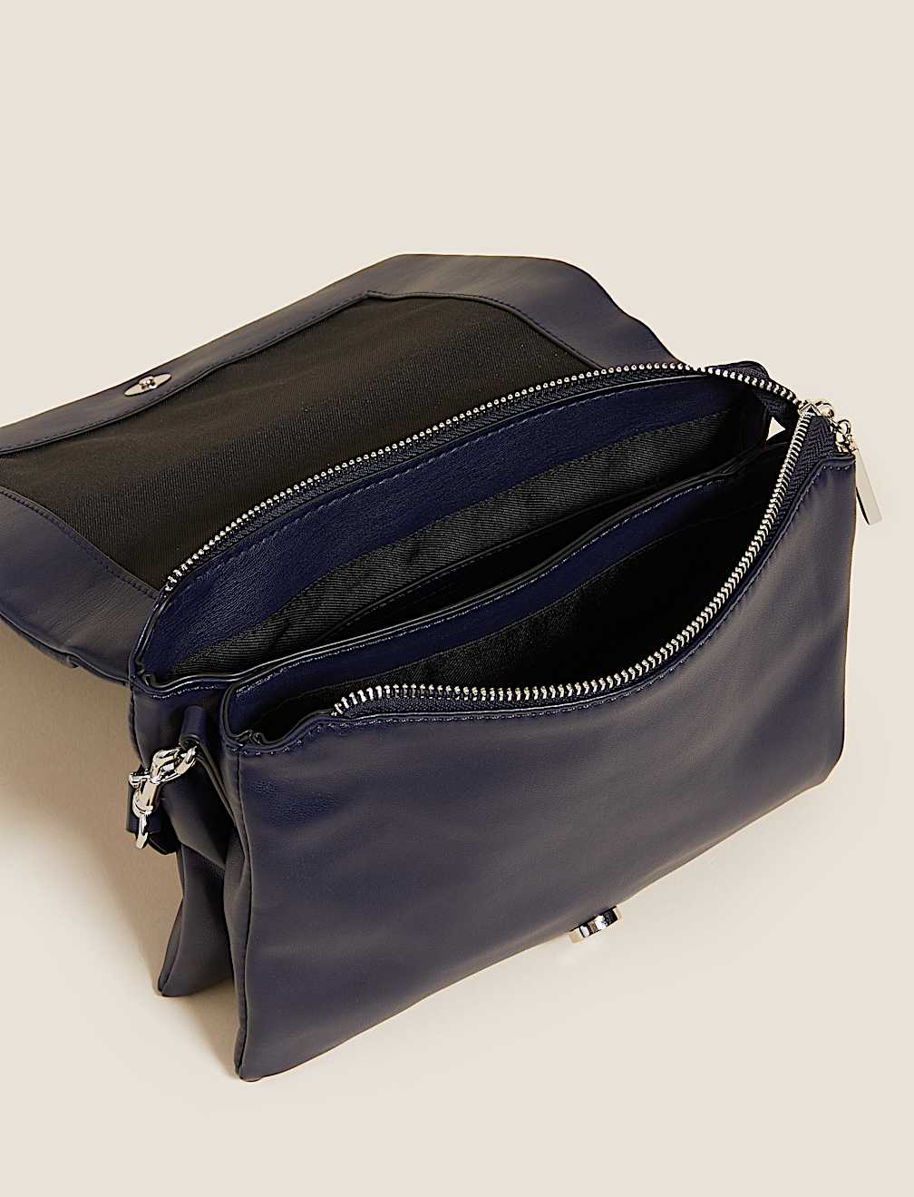 Faux Leather Messenger Cross Body Bag