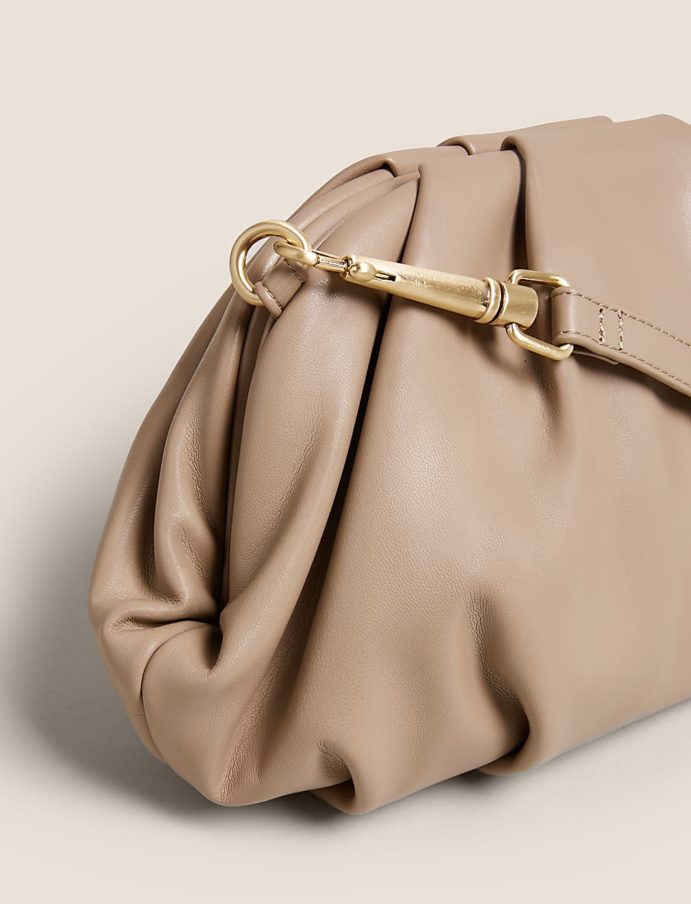 Faux Leather Ruched Clutch Bag