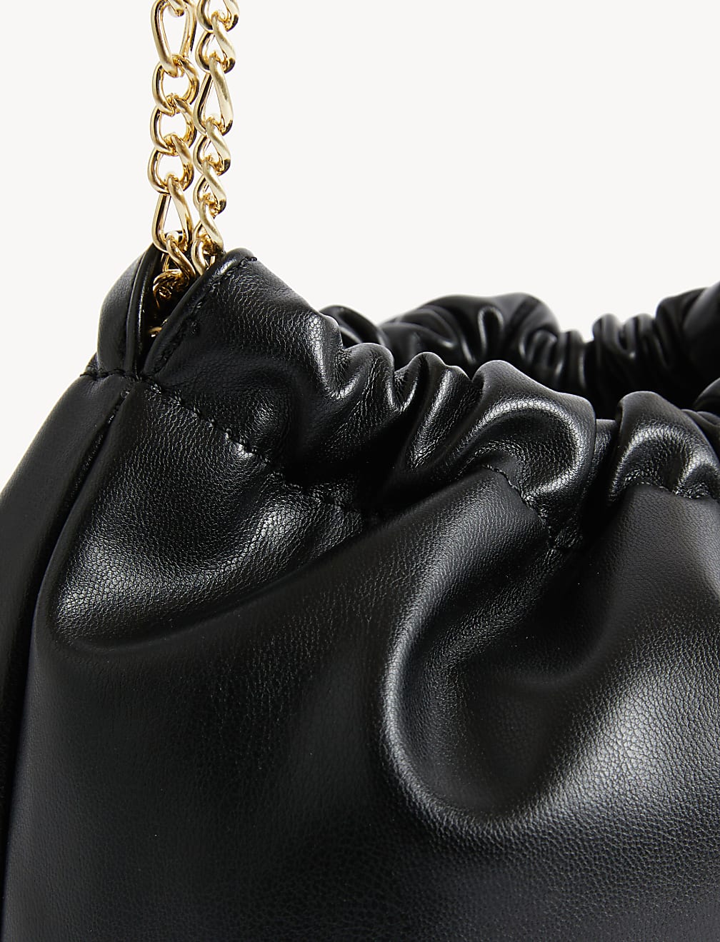 Faux Leather Drawstring Shoulder Bag
