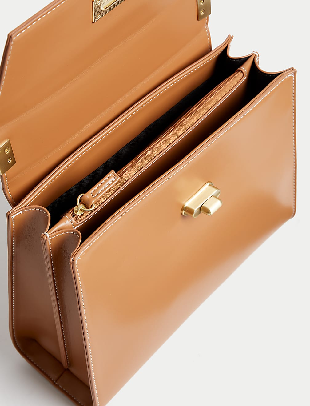 Faux Leather Top Handle Tote Bag