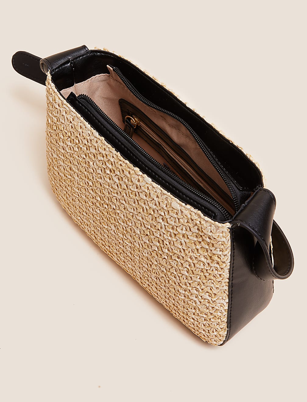 Straw Buckle Detail Shoulder Bag