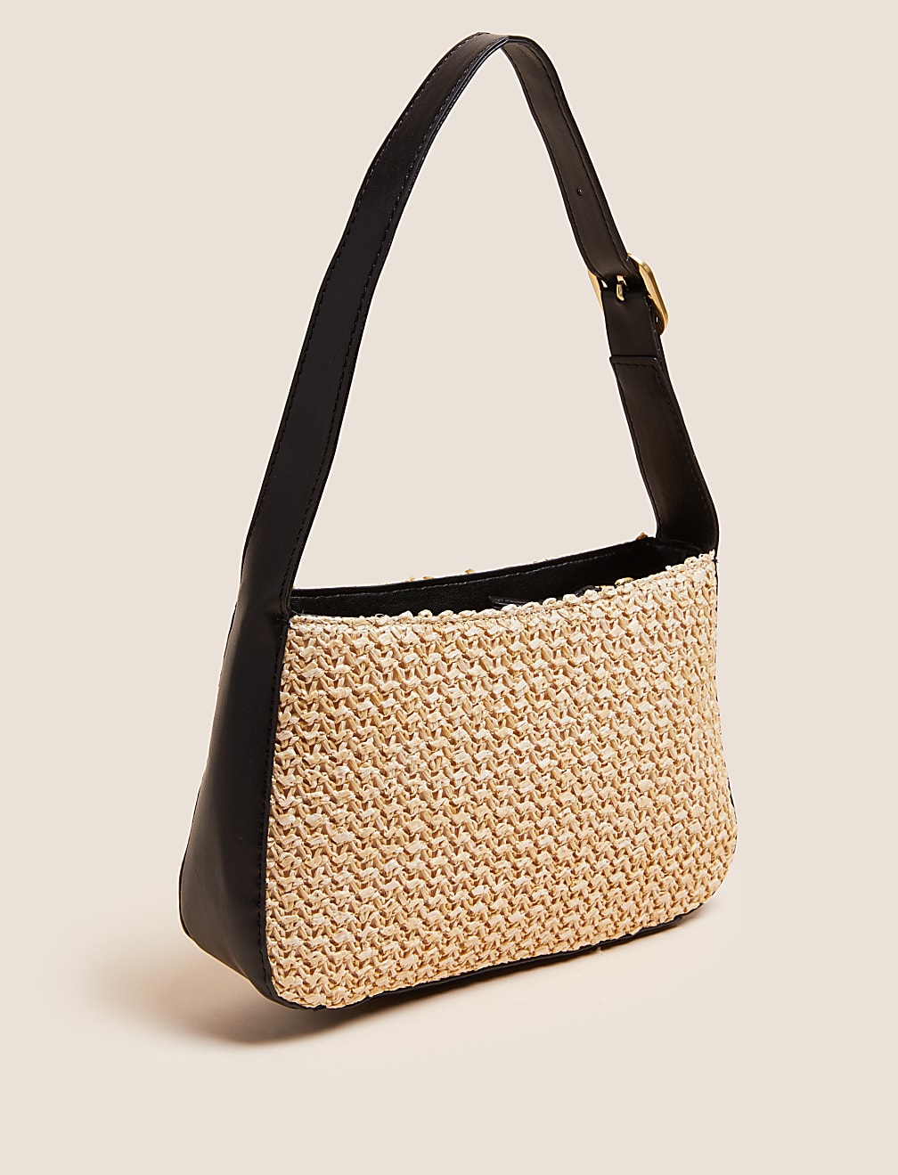 Straw Buckle Detail Shoulder Bag
