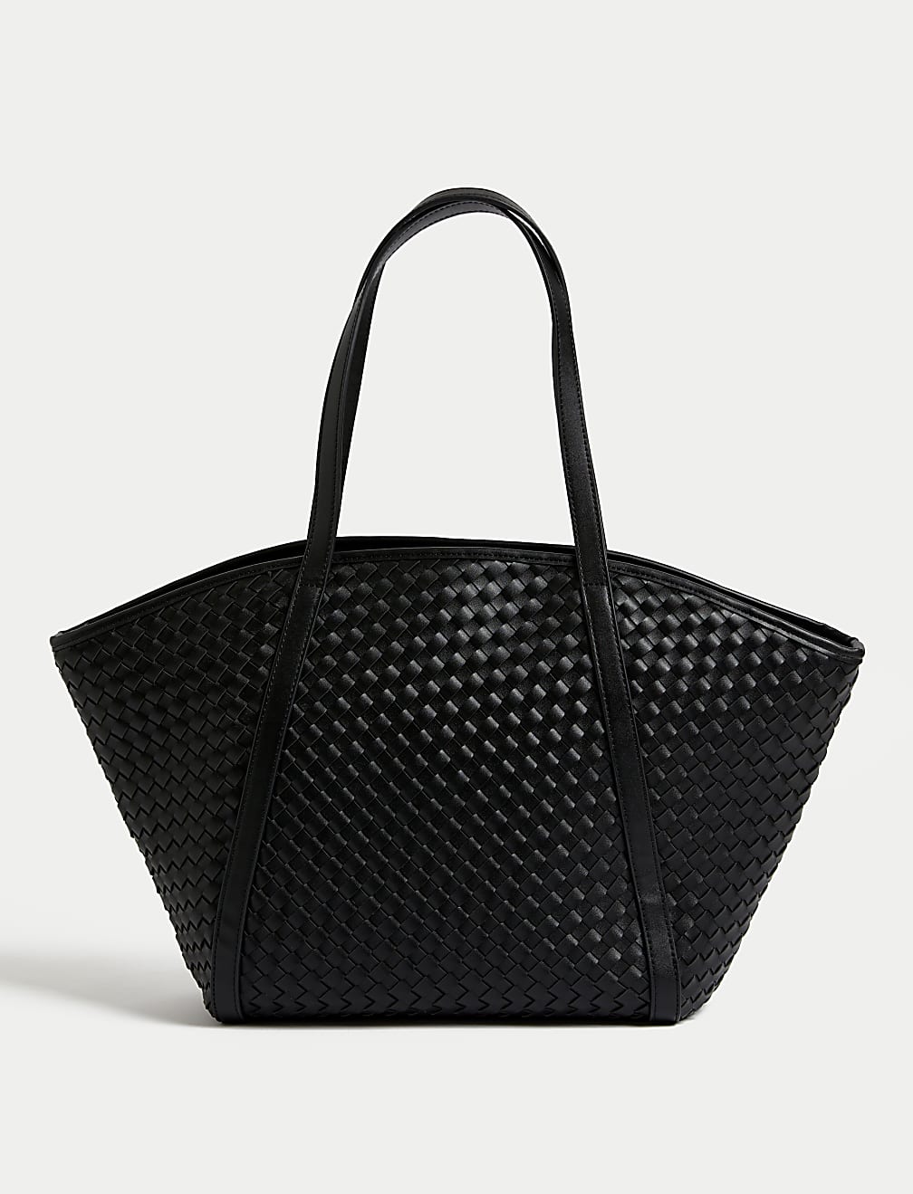 Faux Leather Woven Tote Shopper