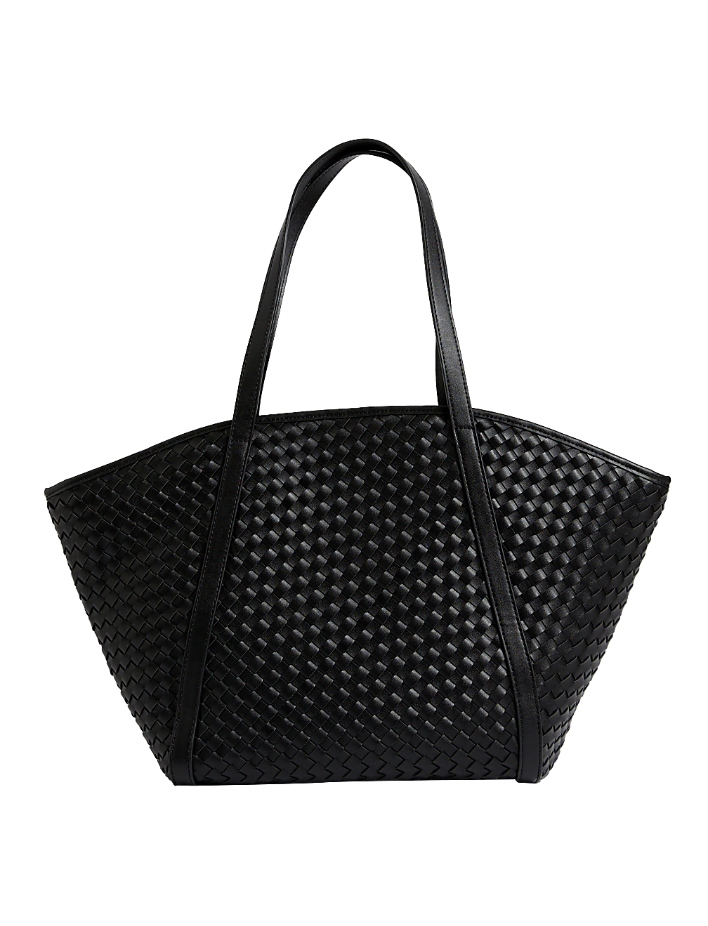 Faux Leather Woven Tote Shopper