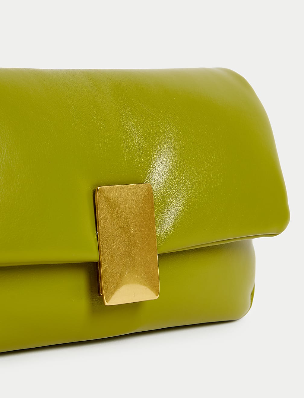 Faux Leather Puffy Baguette Bag