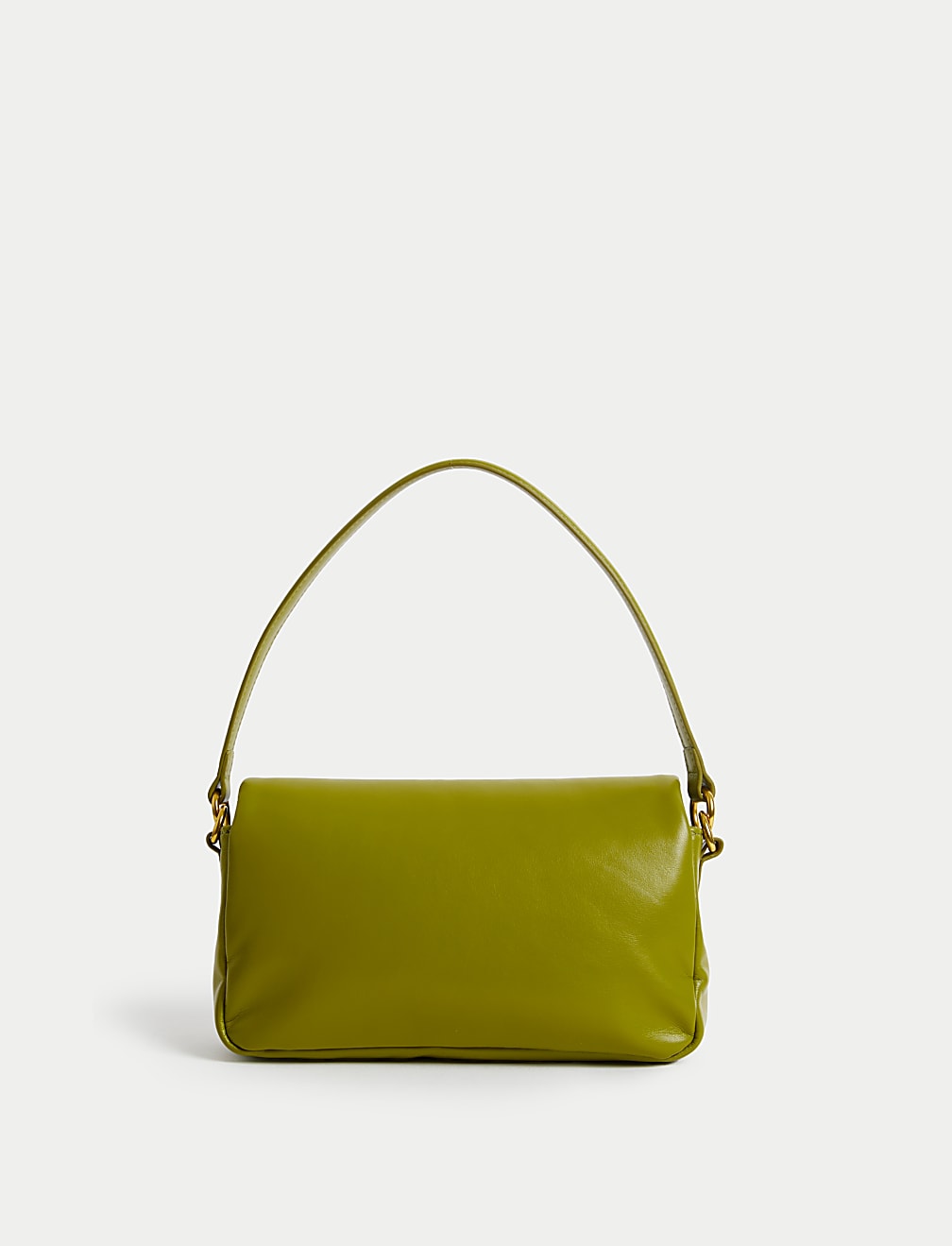 Faux Leather Puffy Baguette Bag
