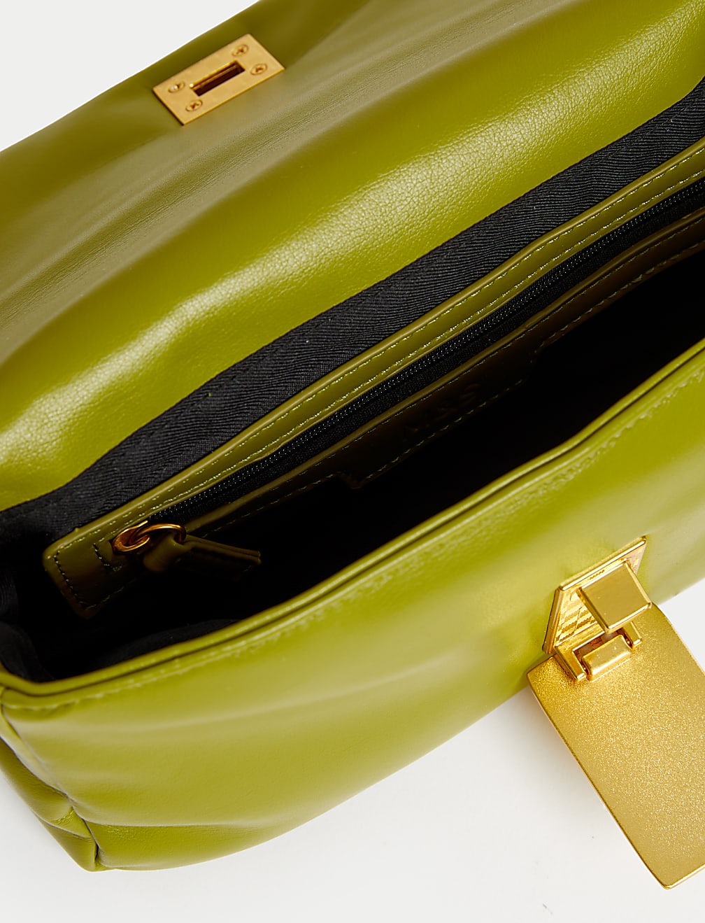 Faux Leather Puffy Baguette Bag