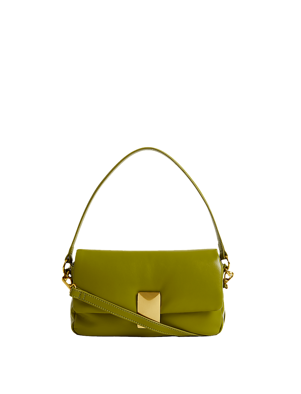 Faux Leather Puffy Baguette Bag