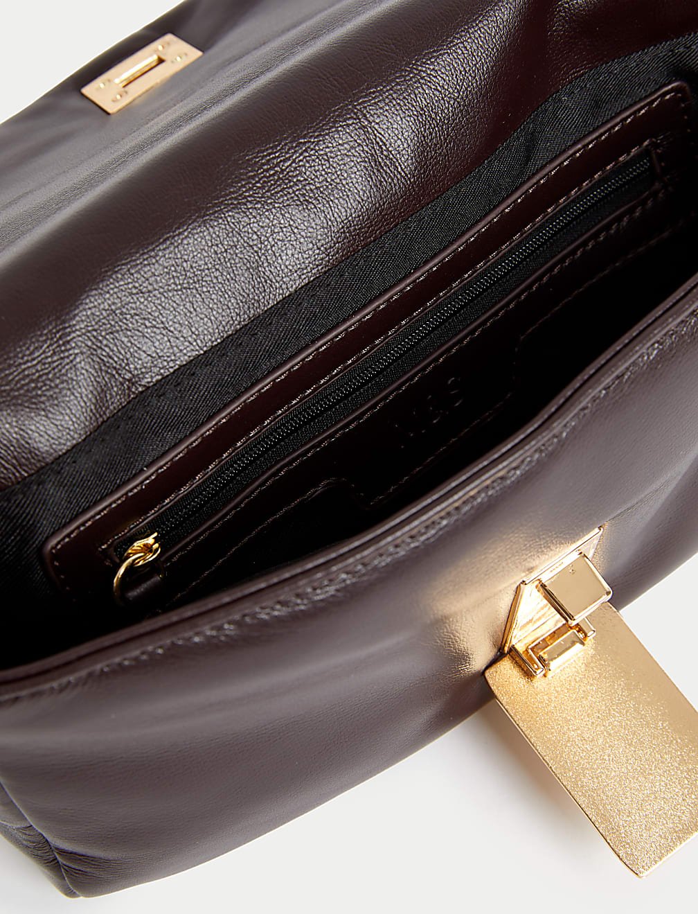 Faux Leather Puffy Baguette Bag