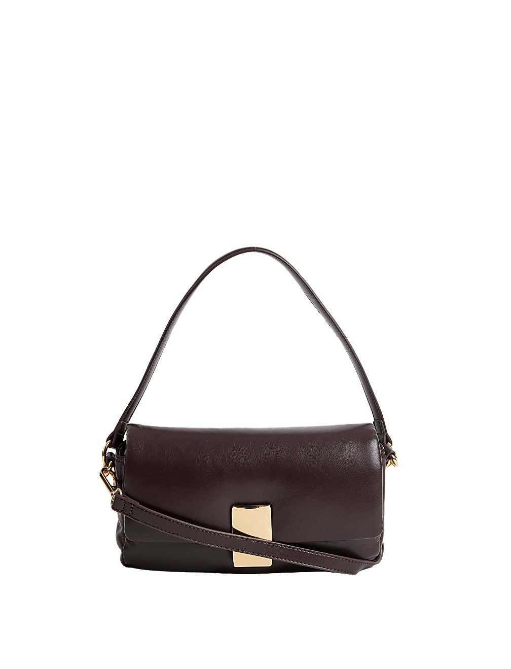 Faux Leather Puffy Baguette Bag