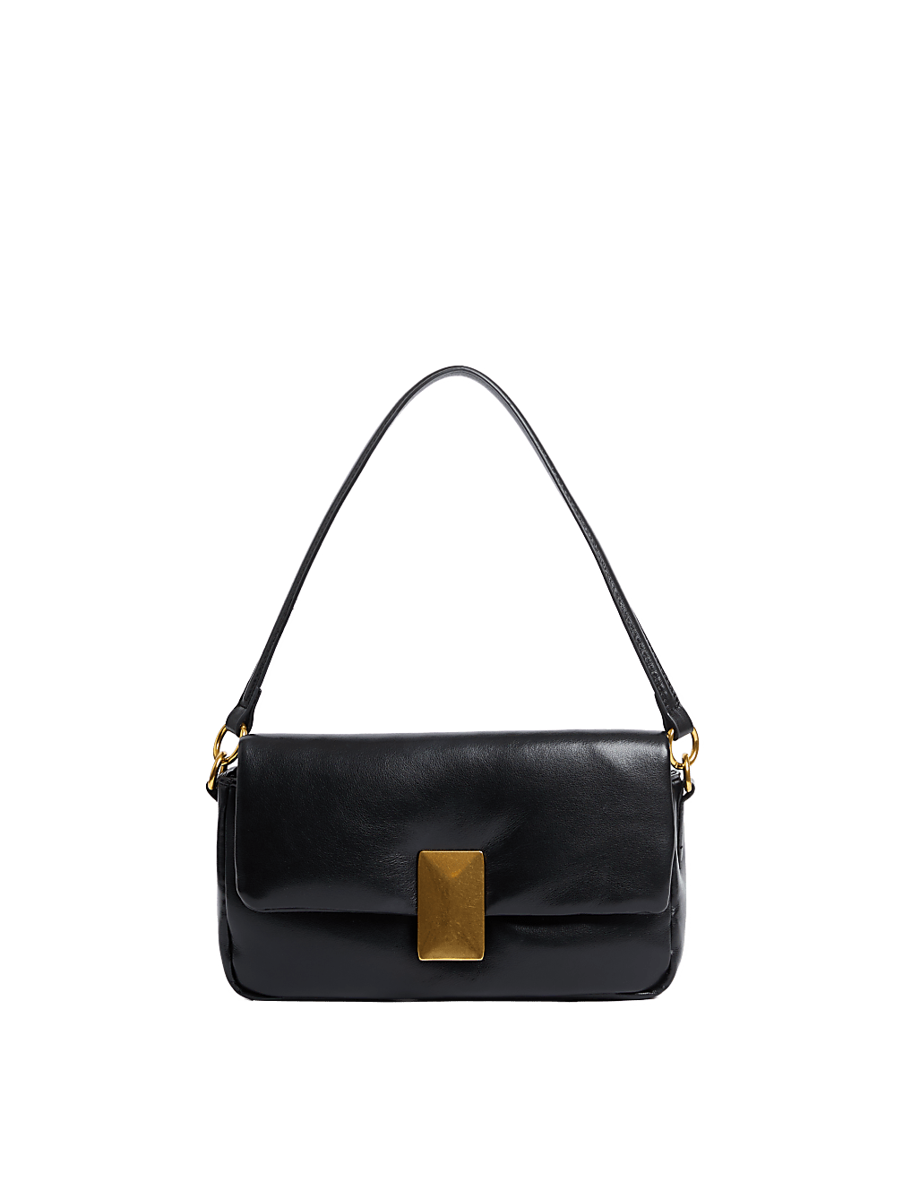 Faux Leather Puffy Baguette Bag