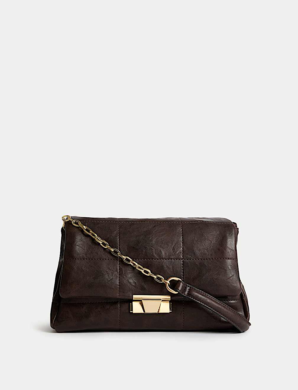 Faux Leather Quilted Shoulder Bag