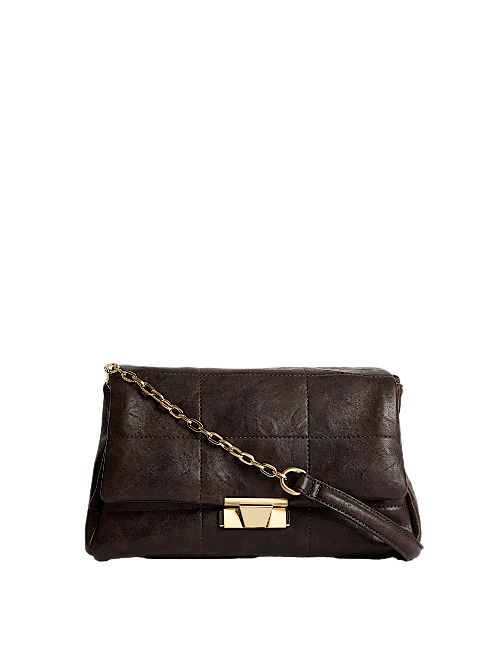 Faux Leather Quilted Shoulder Bag