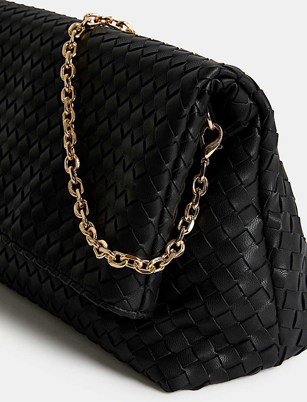 Faux Leather Woven Clutch Bag