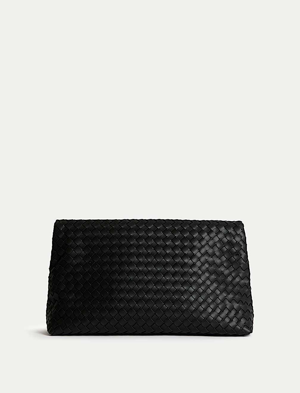 Faux Leather Woven Clutch Bag