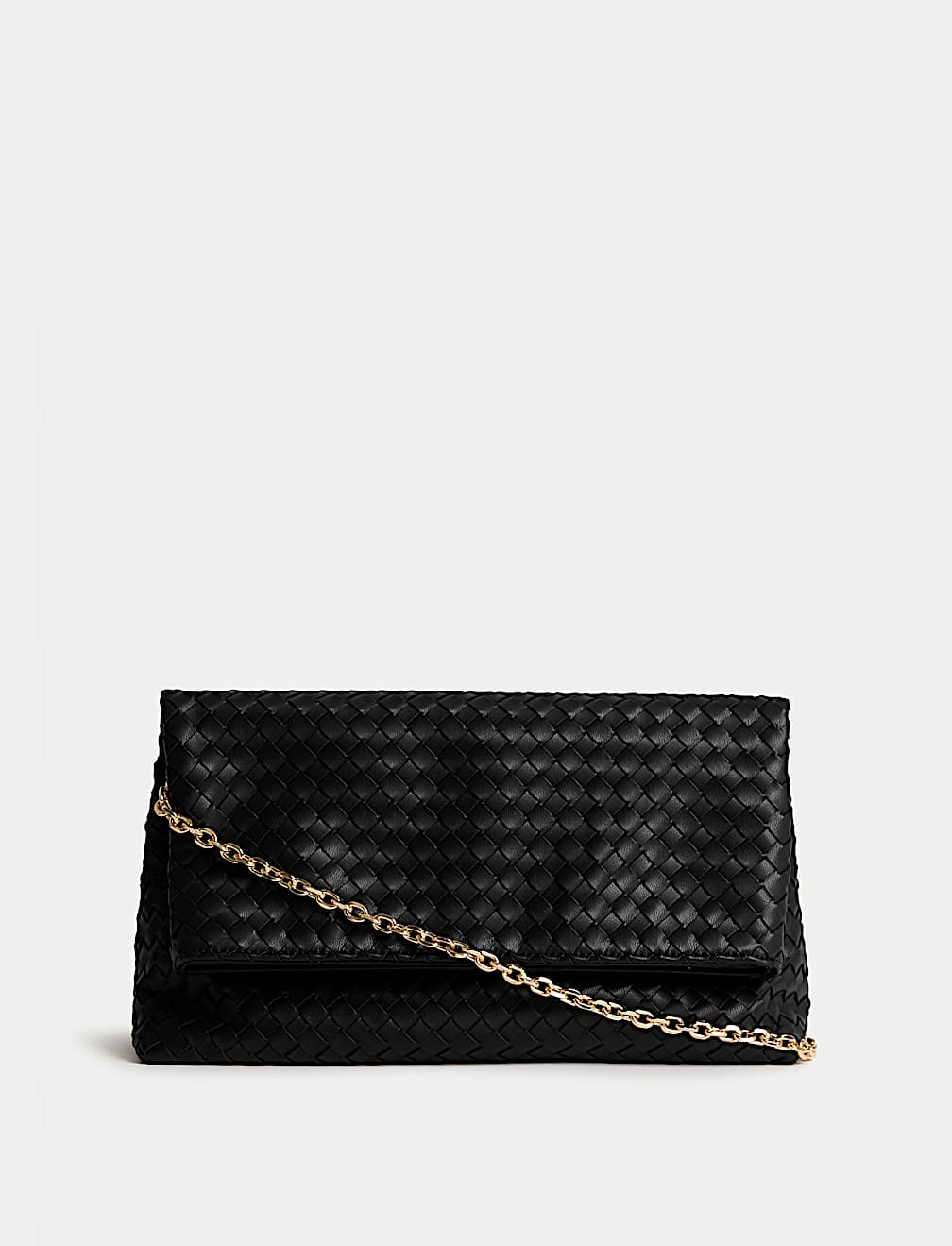 Faux Leather Woven Clutch Bag