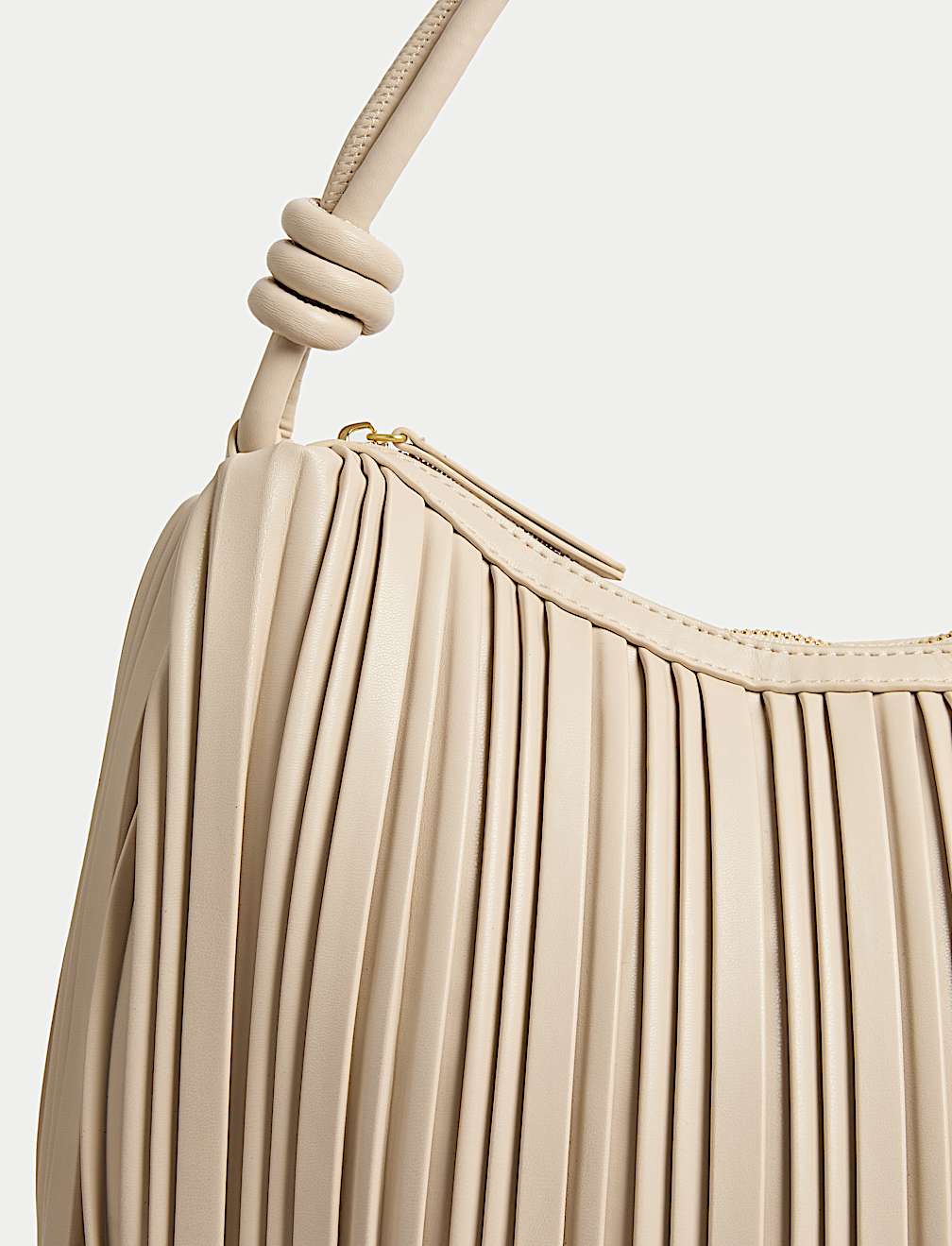 Faux Leather Pleated Top Handle Shoulder Bag