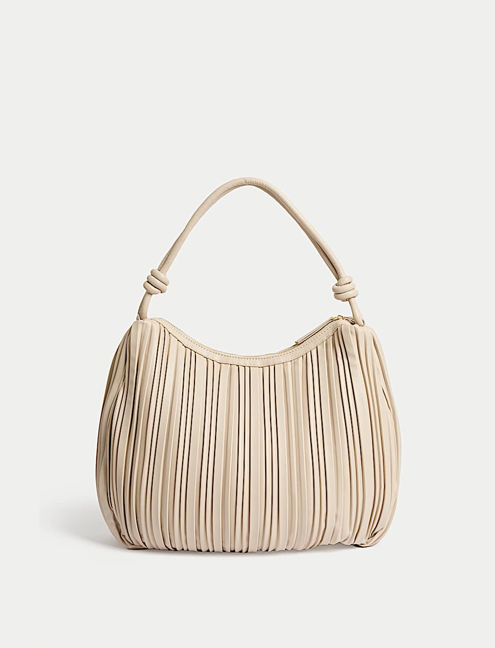 Faux Leather Pleated Top Handle Shoulder Bag