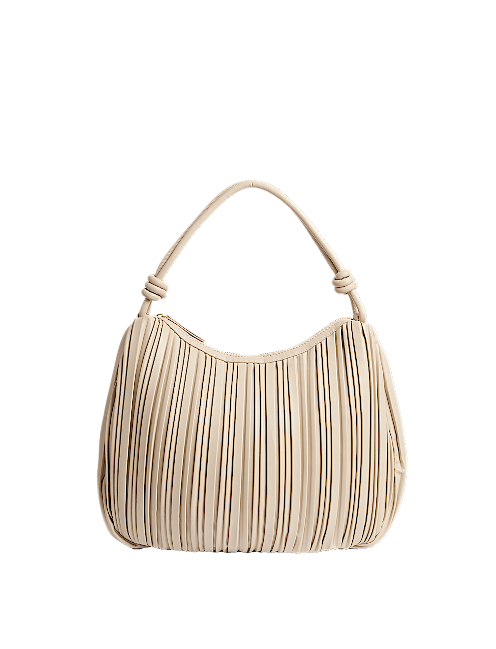 Faux Leather Pleated Top Handle Shoulder Bag