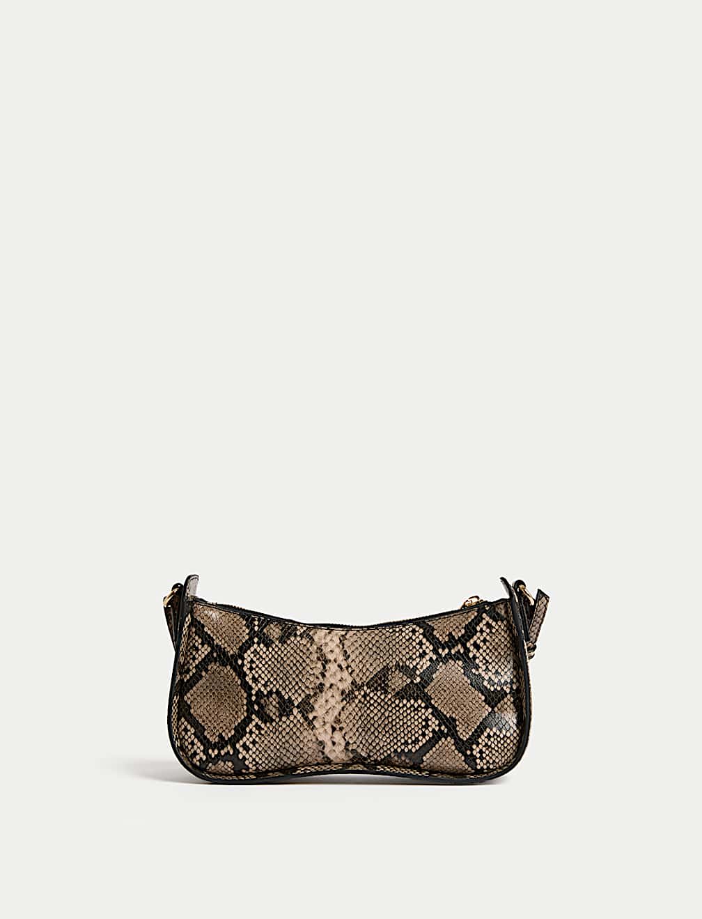 Faux Leather Clean Baguette Bag