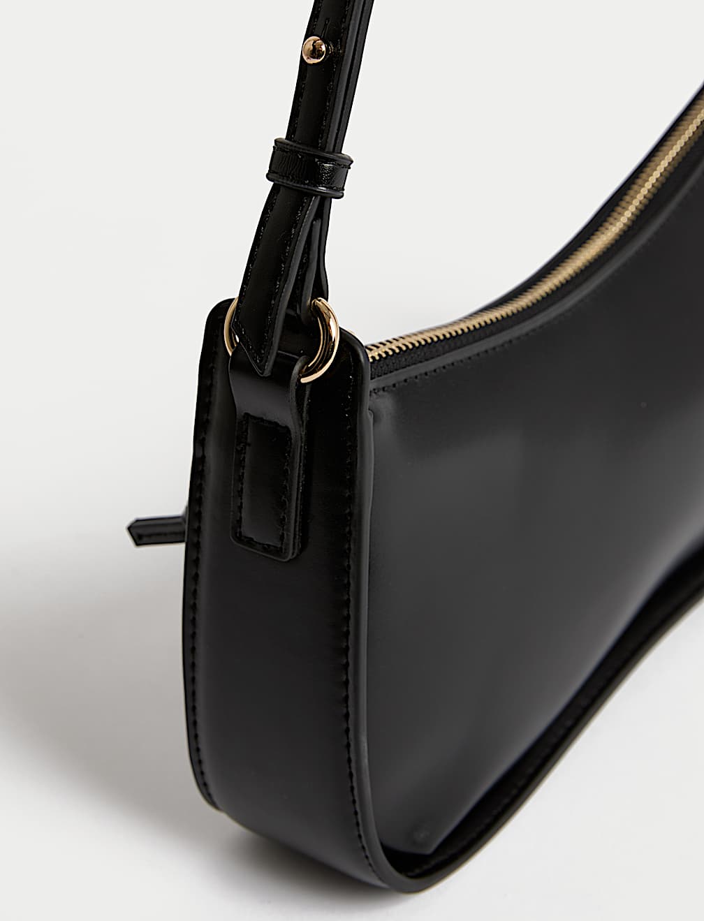 Faux Leather Clean Baguette Bag