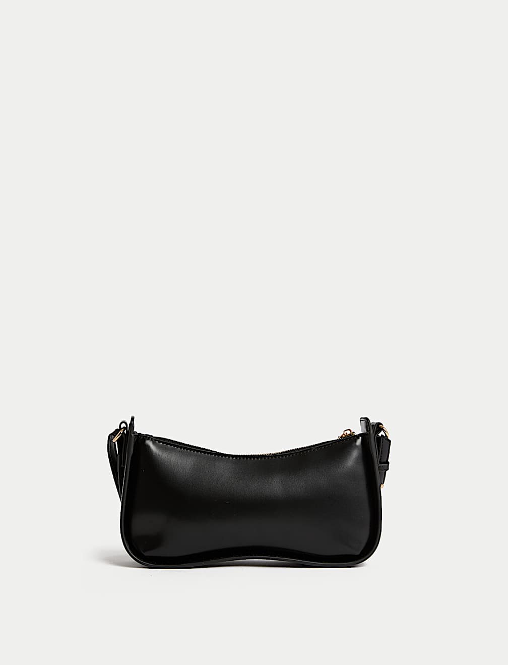 Faux Leather Clean Baguette Bag