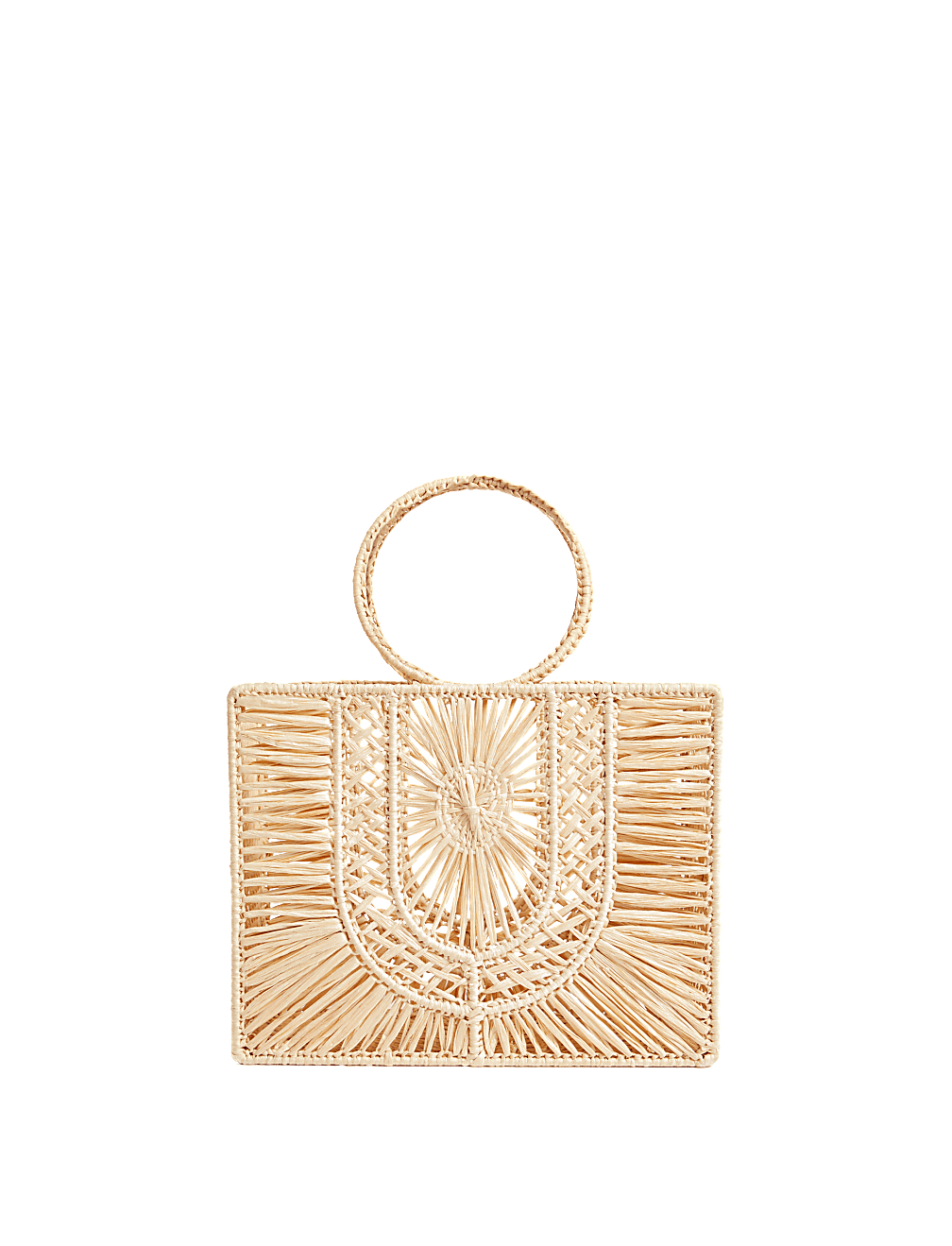 Straw Top Handle Structured Bag