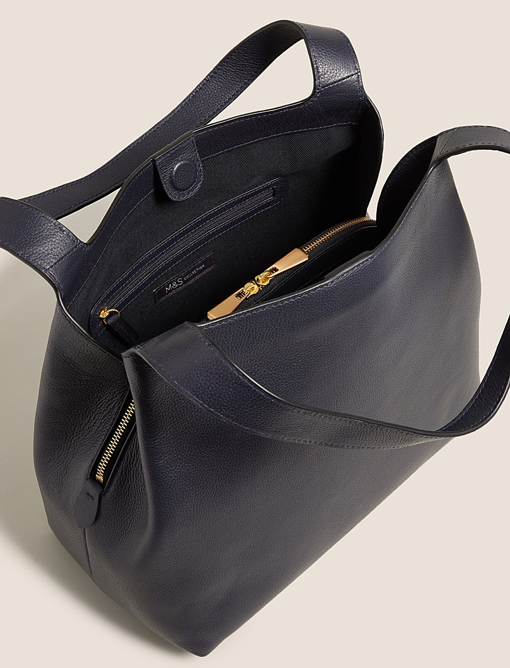 Leather 3 Part Construction Shoulder Bag