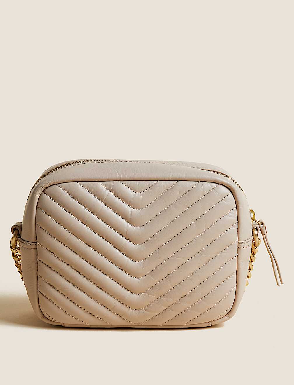 Leather Quilted Camera Cross Body Bag