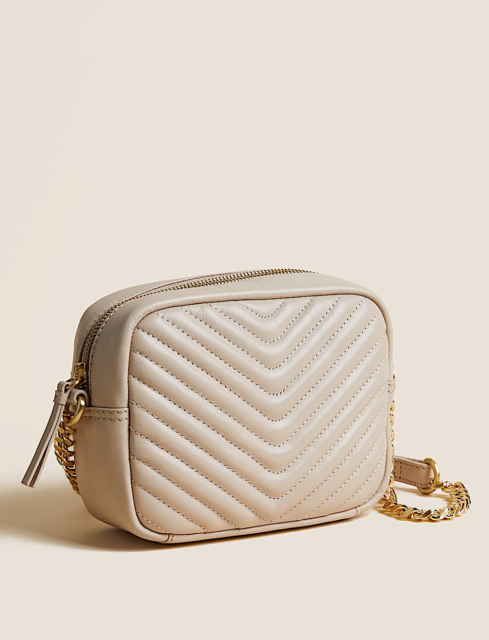 Leather Quilted Camera Cross Body Bag