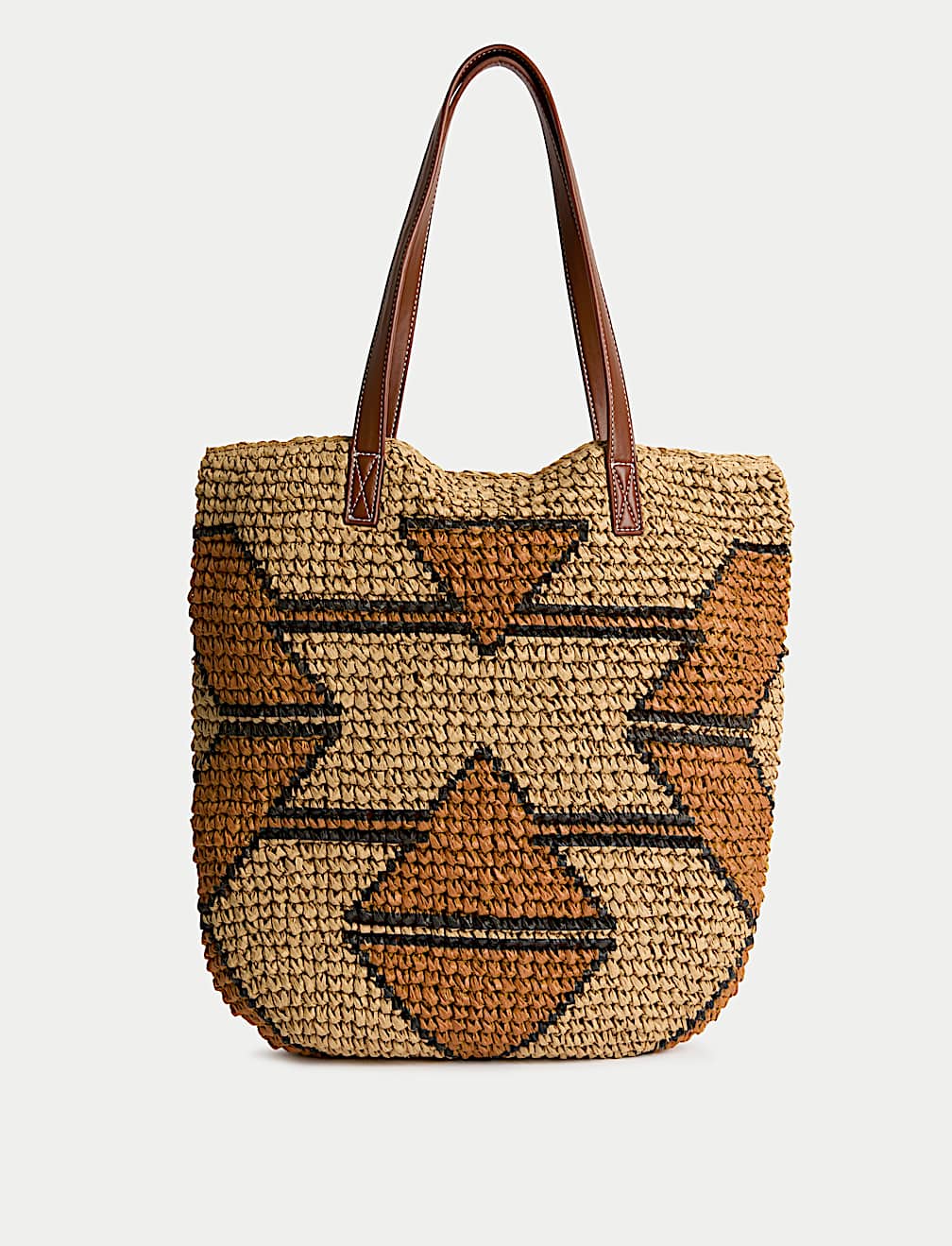 Striped Straw Tote Bag