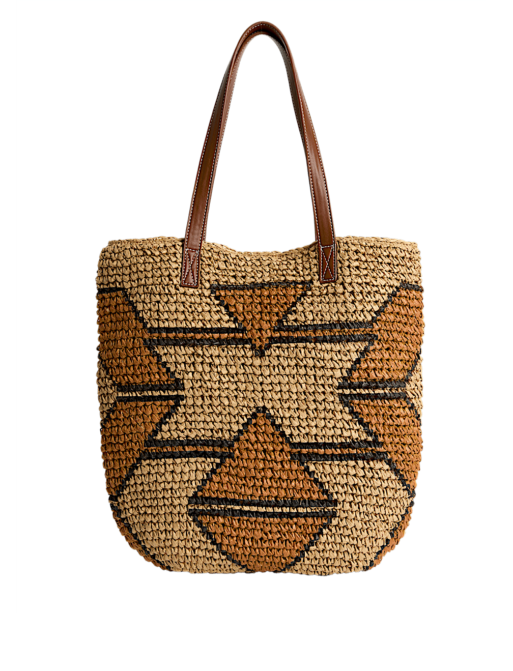 Striped Straw Tote Bag