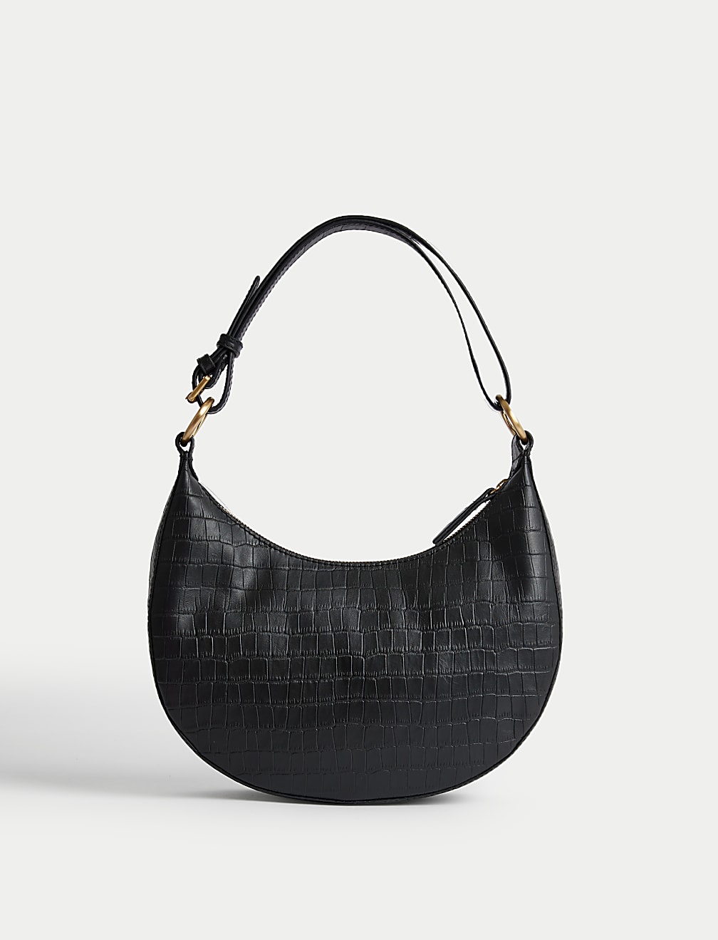 Leather Croc Effect Shoulder Bag