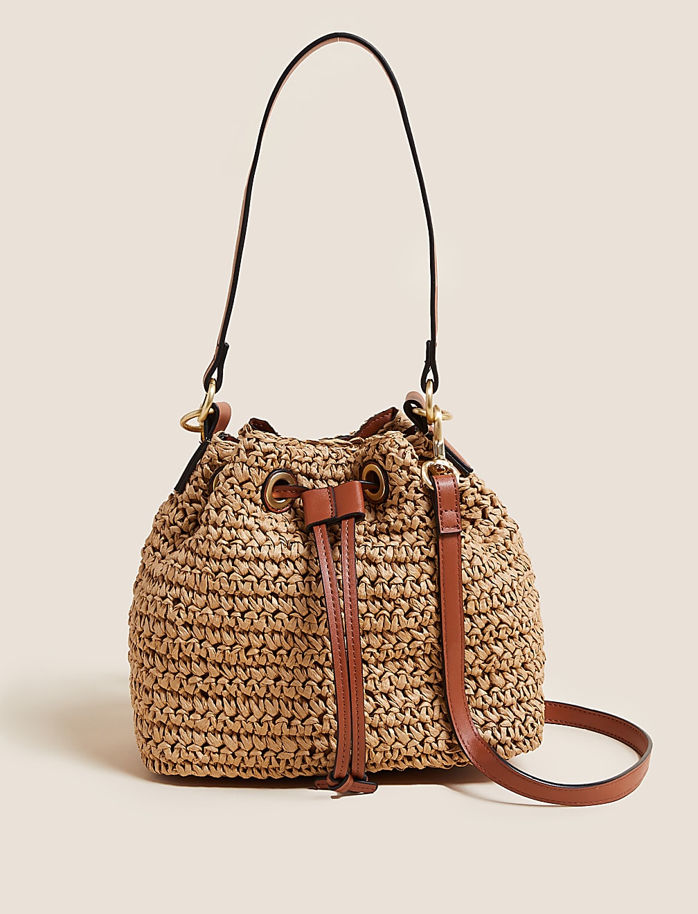 Straw Duffle Cross Body Bag