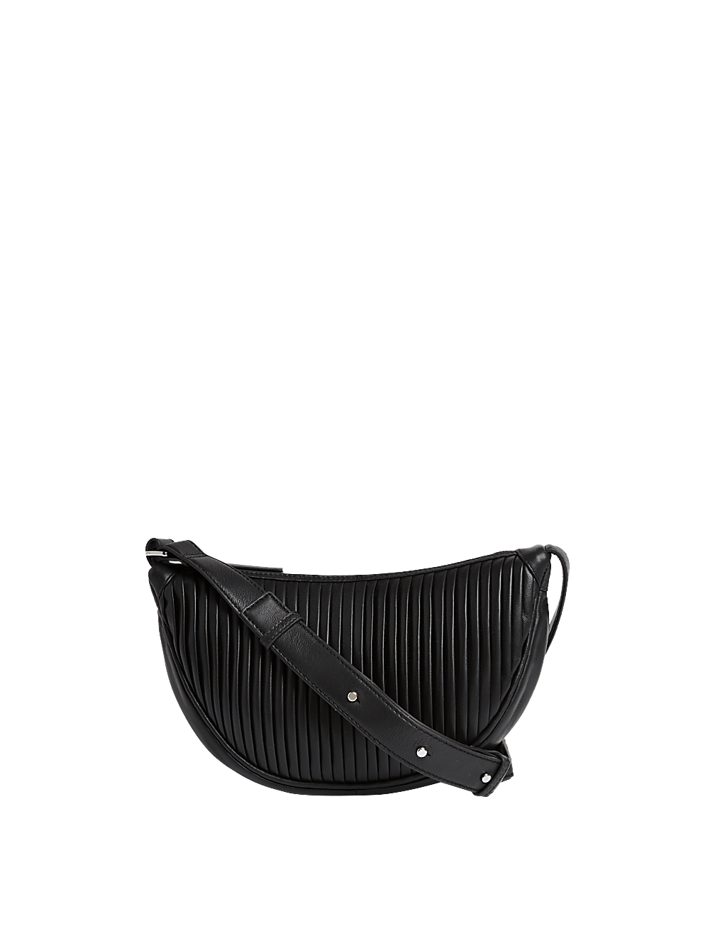 Leather Pleated Sling Cross Body Bag