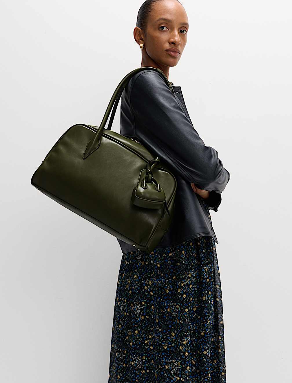 Faux Leather Bowler Bag