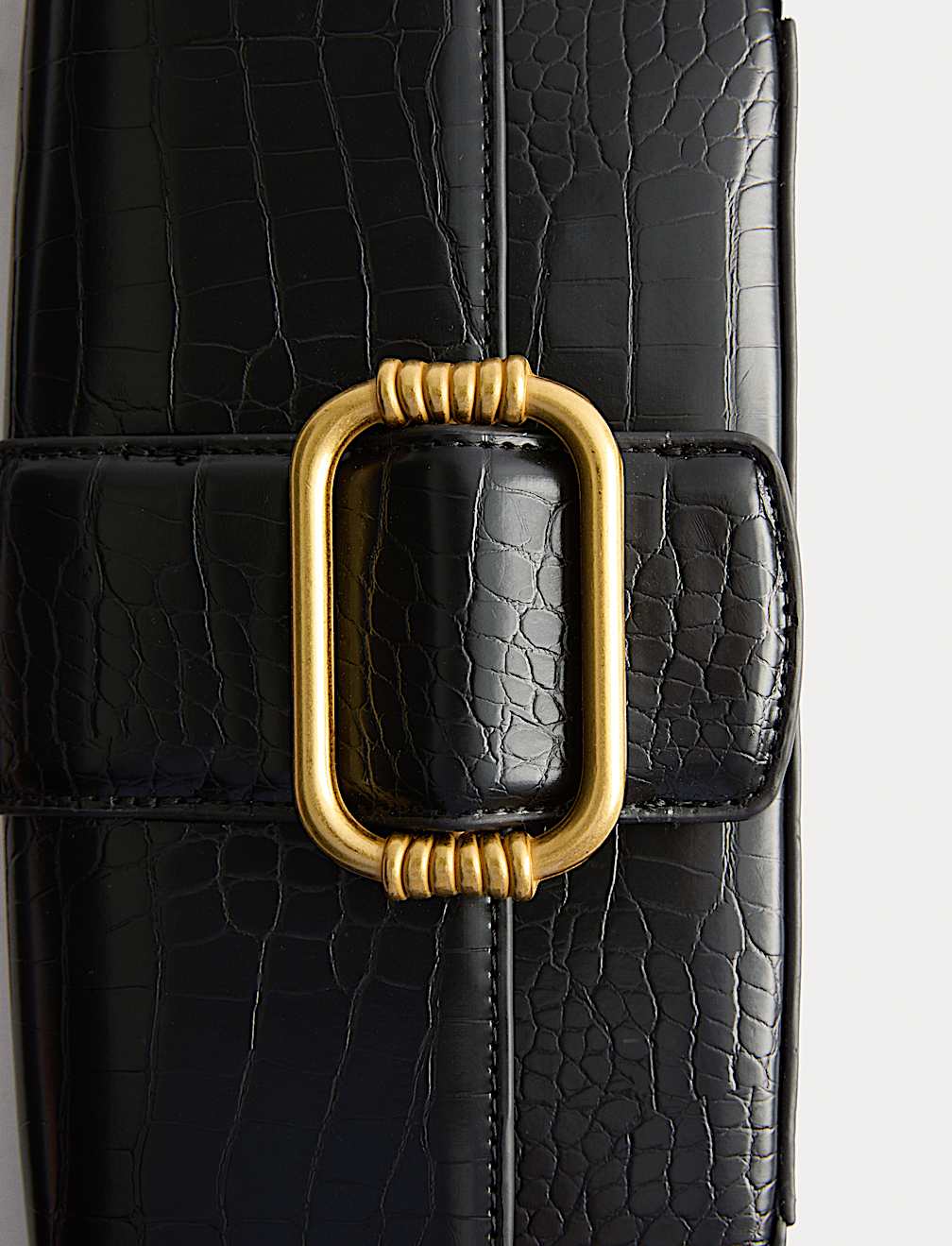 Faux Leather Croc Effect Baguette Bag