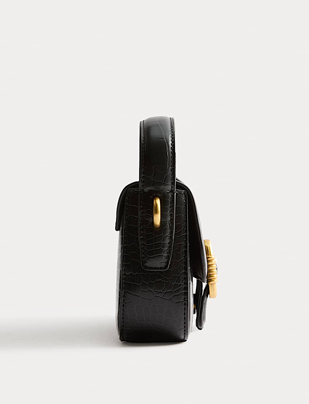 Faux Leather Croc Effect Baguette Bag