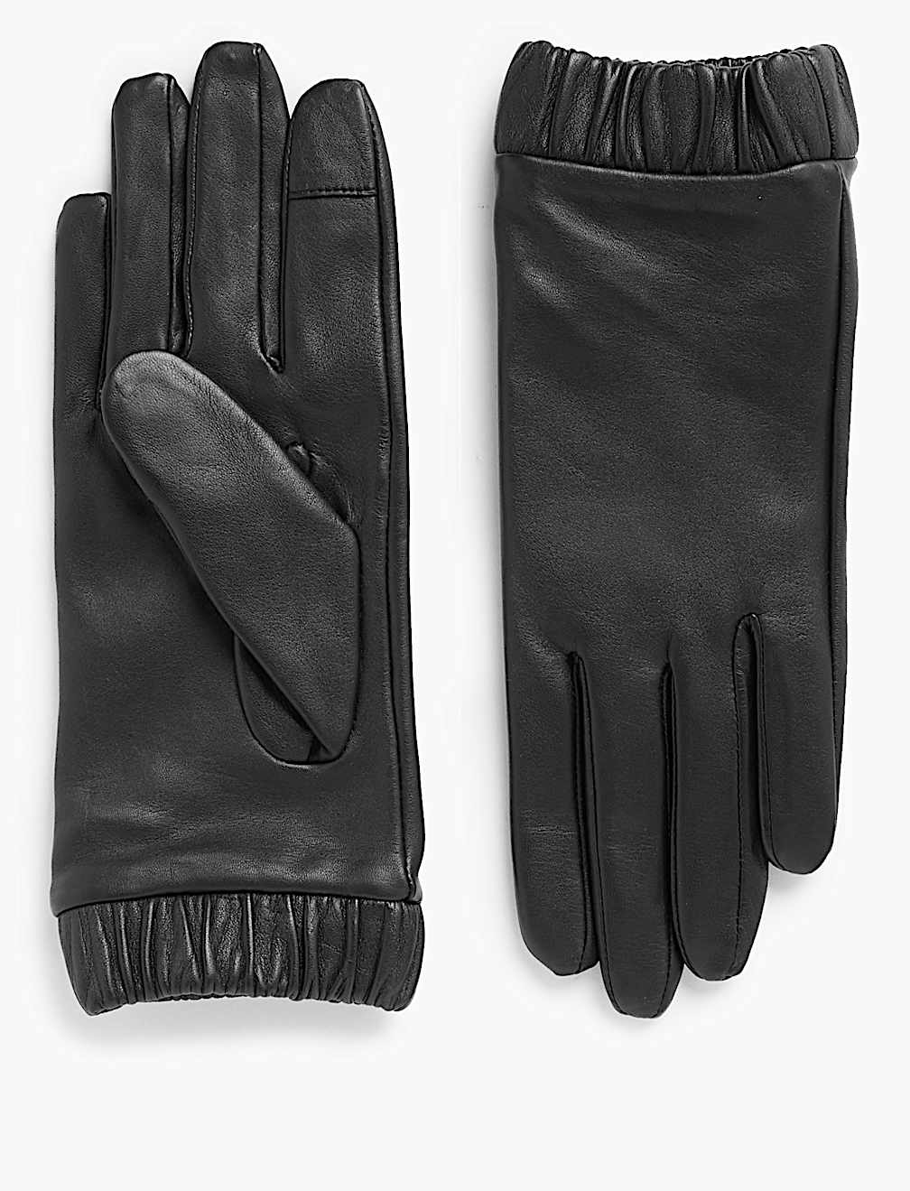 Leather Touchscreen Cuffed Gloves