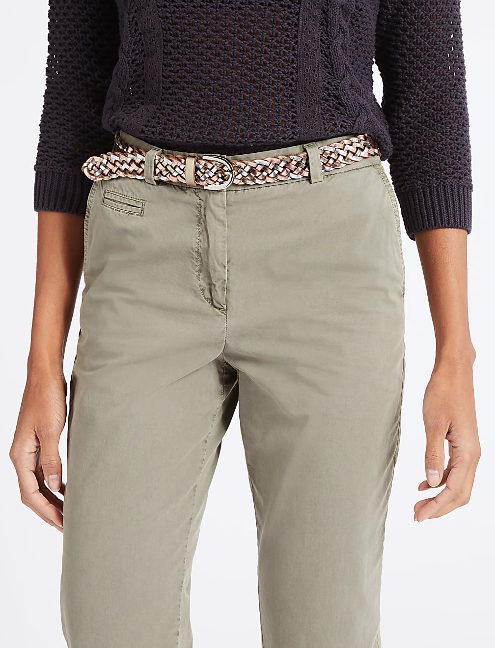 Leather Metallic Weave Hip Belt