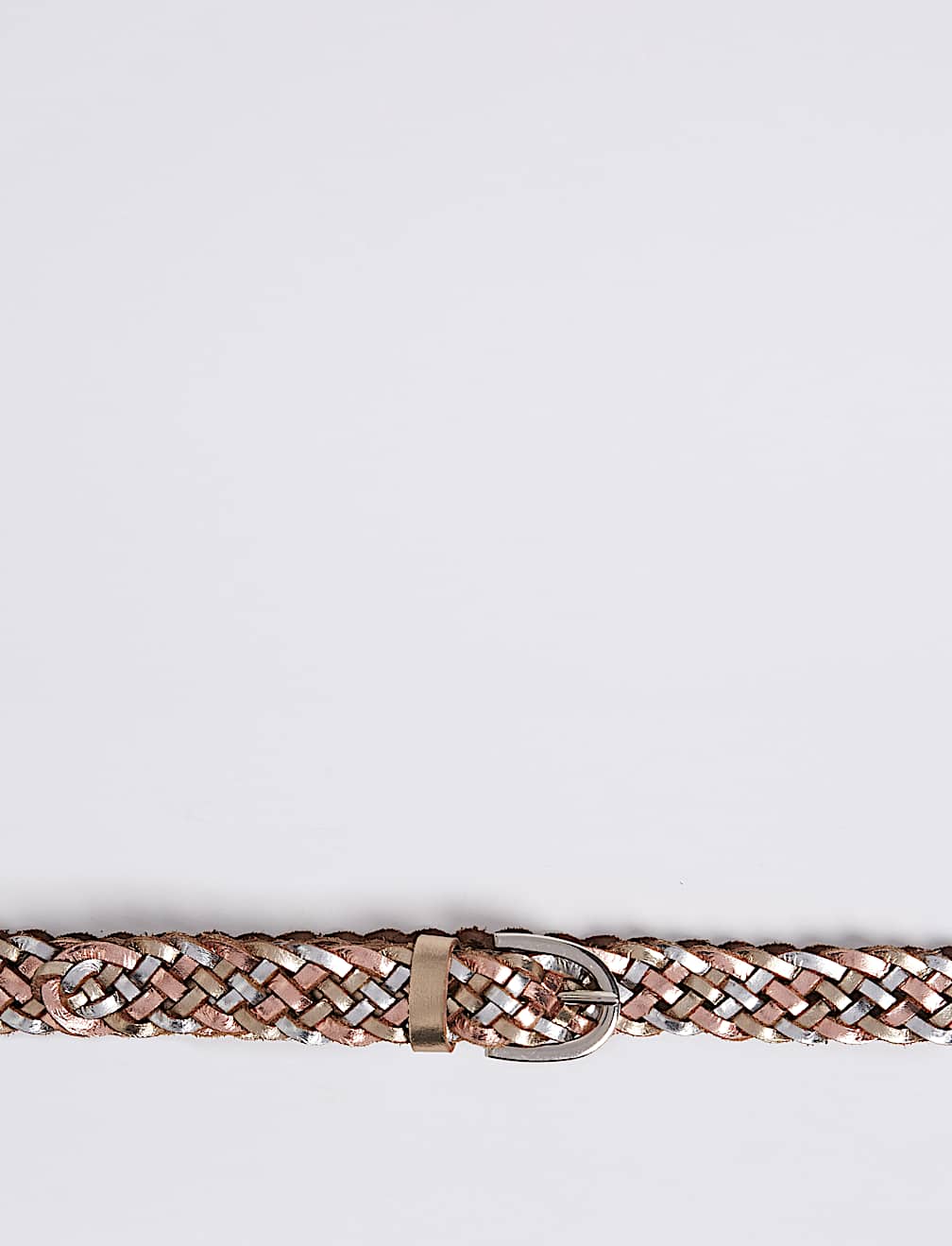 Leather Metallic Weave Hip Belt