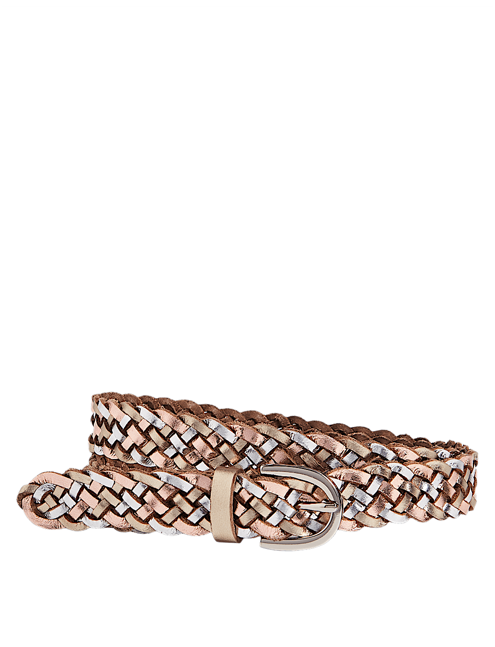 Leather Metallic Weave Hip Belt